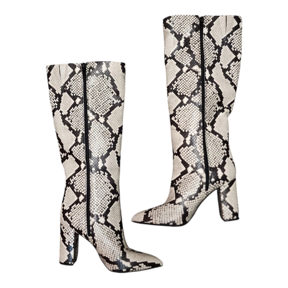 I.N.C International Concepts Paiton Natural Snake Block Heeled Boots Sz 6 NWOB - Picture 3 of 4